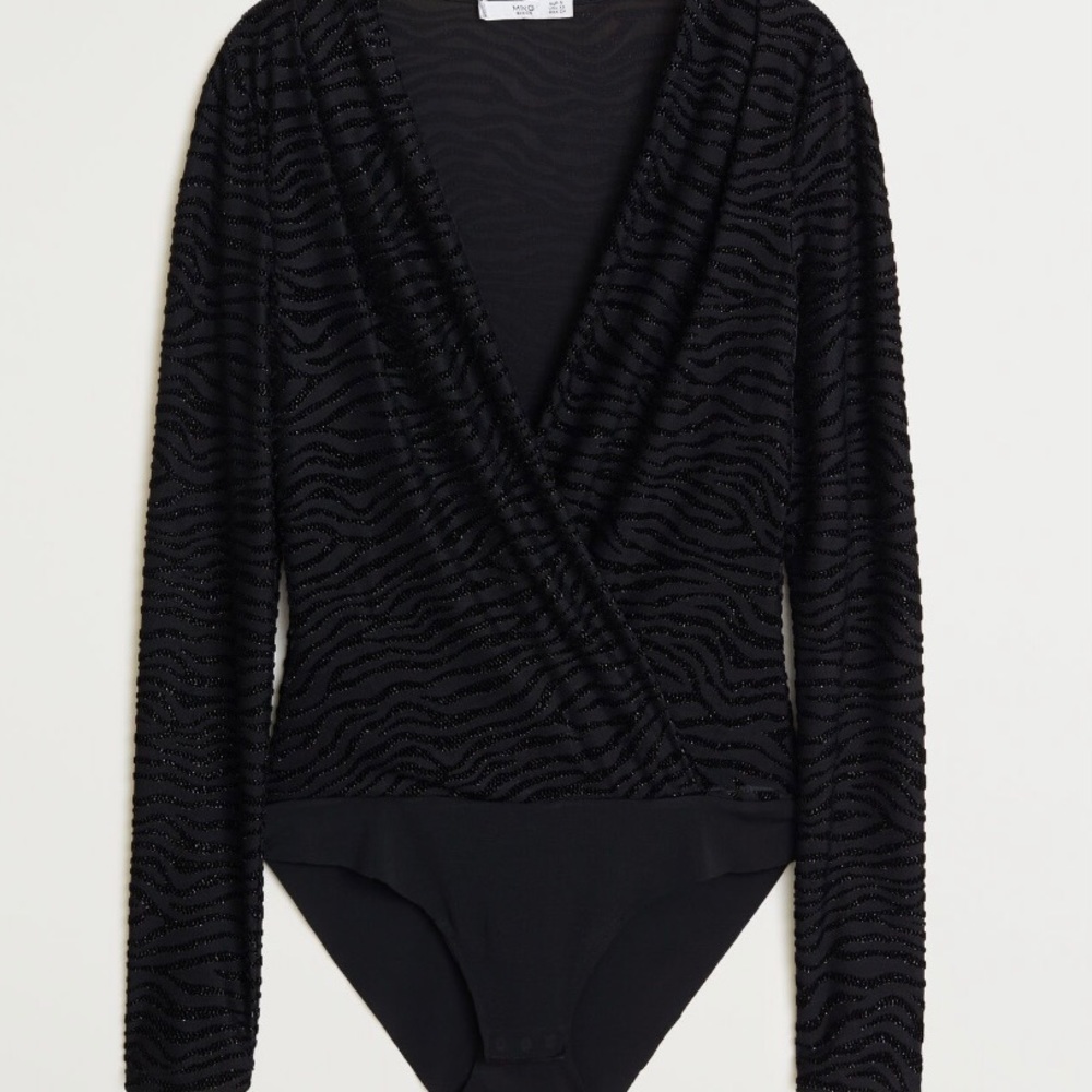 Mango black long sleeve bodysuit